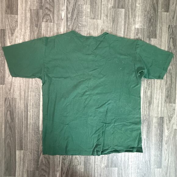 Green Graphic Flower Tee Shirt Wildflower Print 100% Cotton Single Stitch - Picture 2 of 7